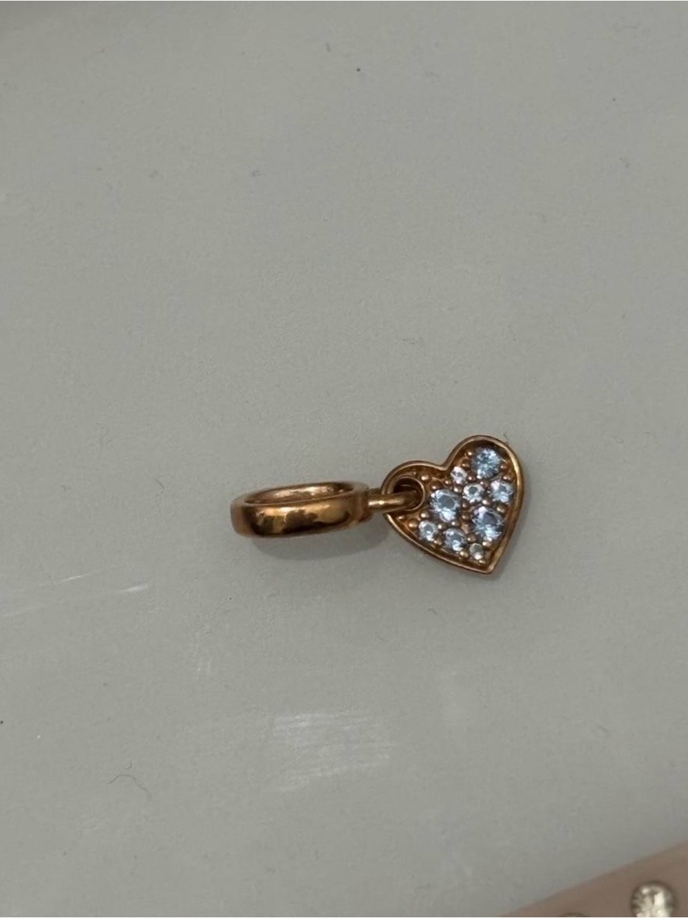 Pandora Rose Gold Heart Charm with Clear Stones